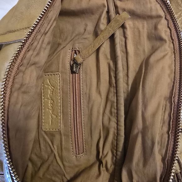 Free People Olive Leather Shoulder Bag with Silver Accents - Picture 4 of 9